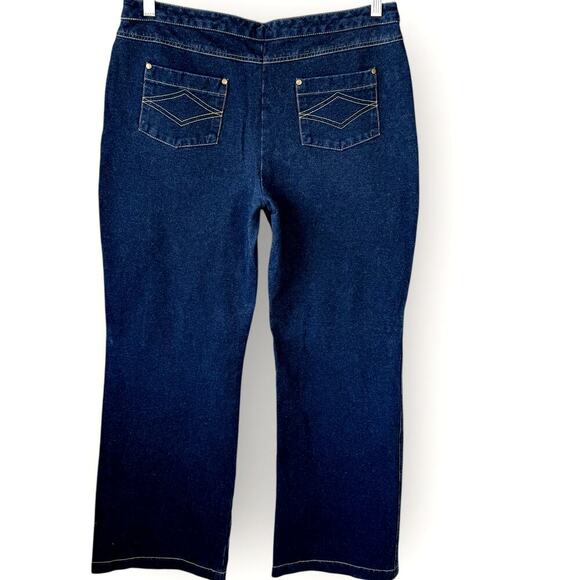 Pajama Jeans Bootcut Mid Rise Terry Stretch Pullon Drawstring Jeans Size L Blue - Picture 3 of 15